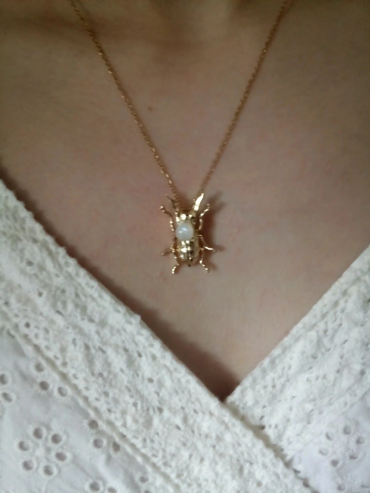Collier scarabée égyptien et pierre de lune naturelle – photo 2